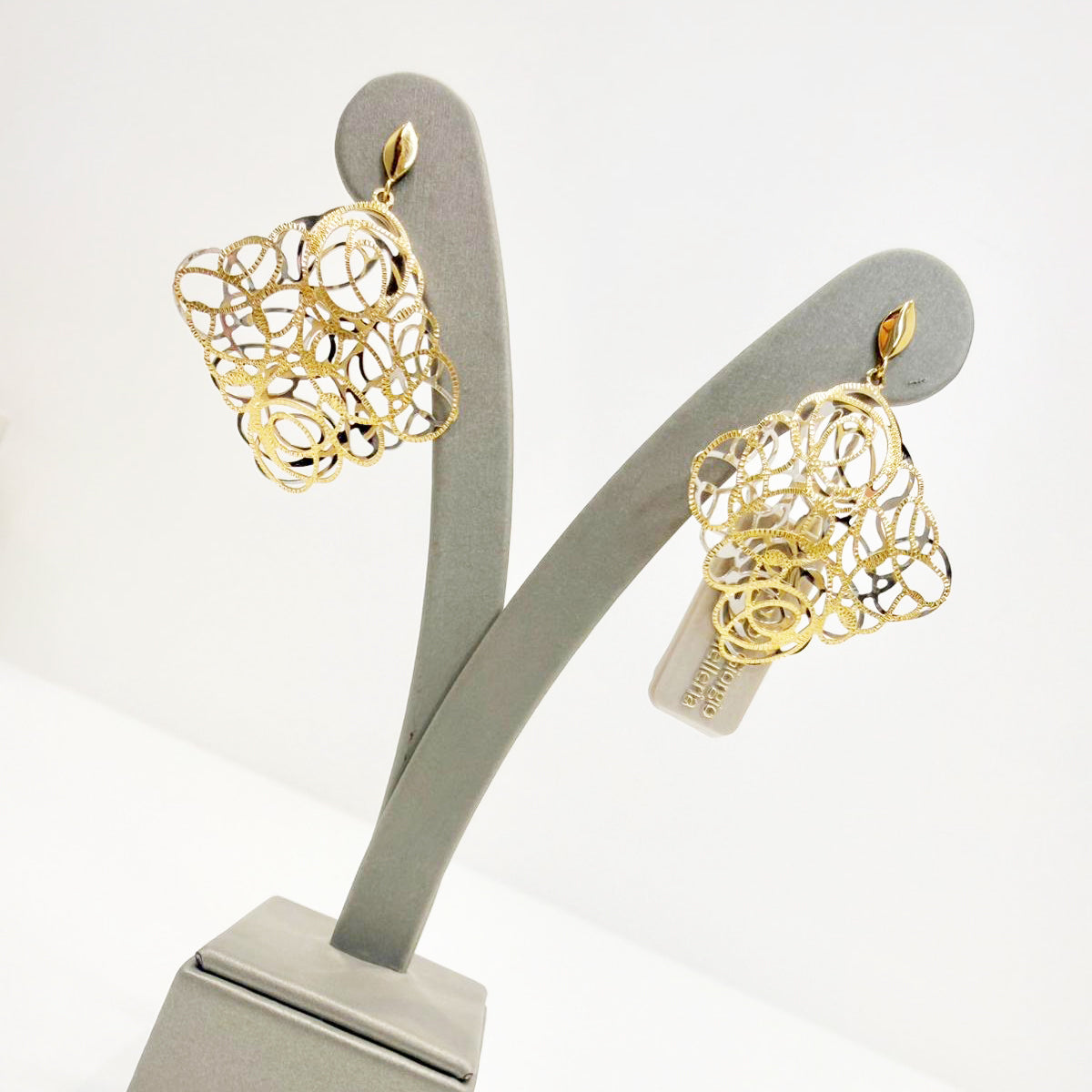 Orecchini pendenti in oro giallo e bianco 18KT (750)