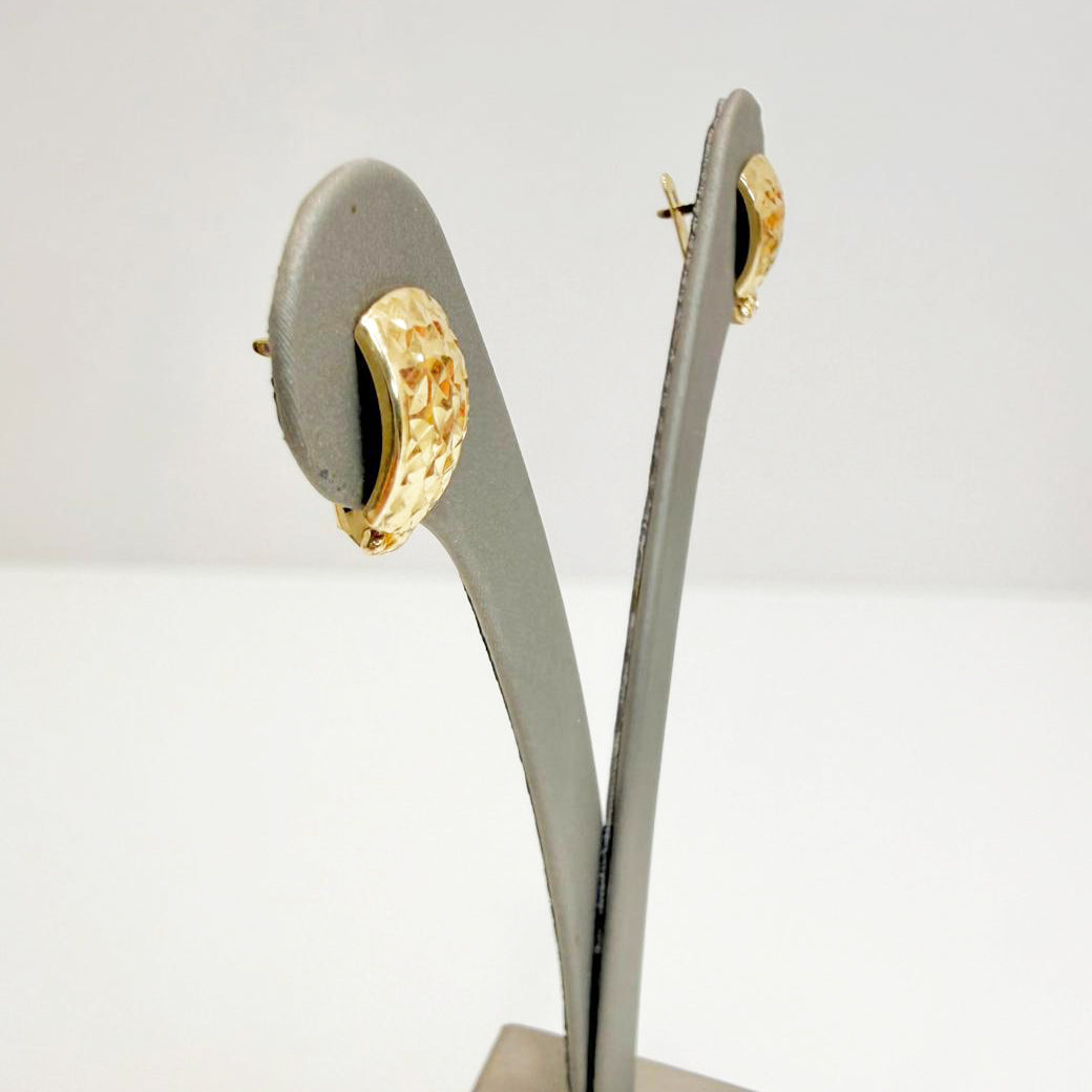 Orecchini a cerchio da donna in oro giallo lavorato 18 Kt (750) – Seconda misura
