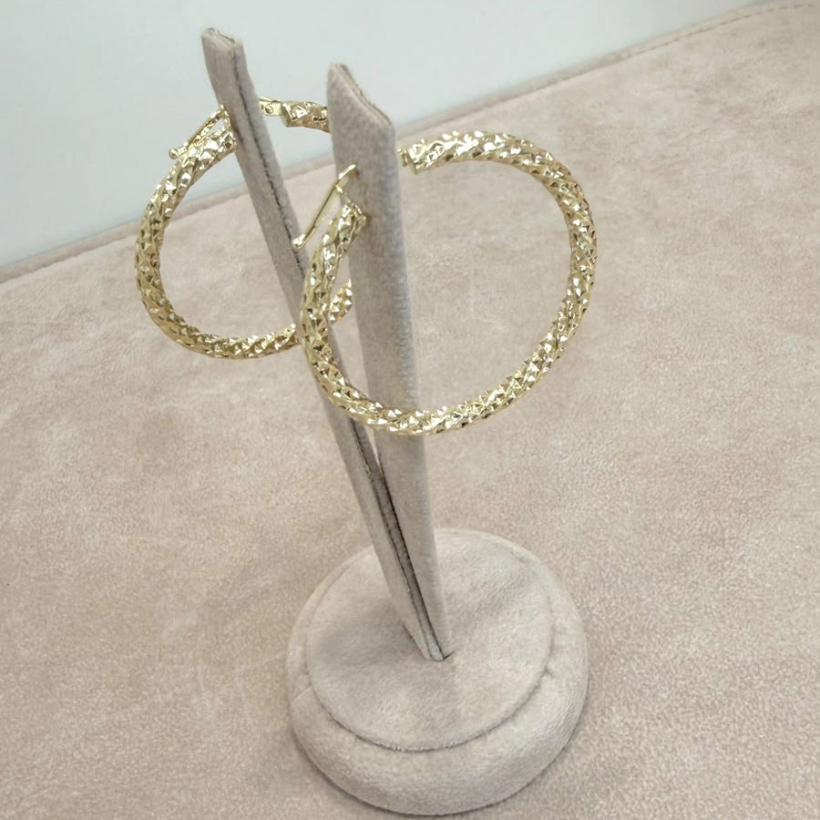 ORECCHINI A CERCHIO LAVORATI IN ORO 18 KT