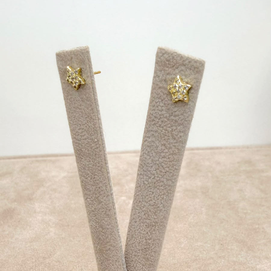 ORECCHINI STELLA CON ZIRCONI BIANCHI IN ORO 18 KT