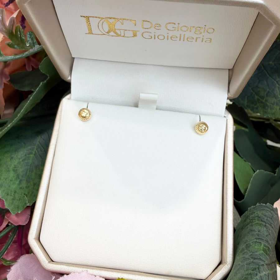 ORECCHINI A SFERA DIAMANTATA IN ORO GIALLO 18 KT (750)