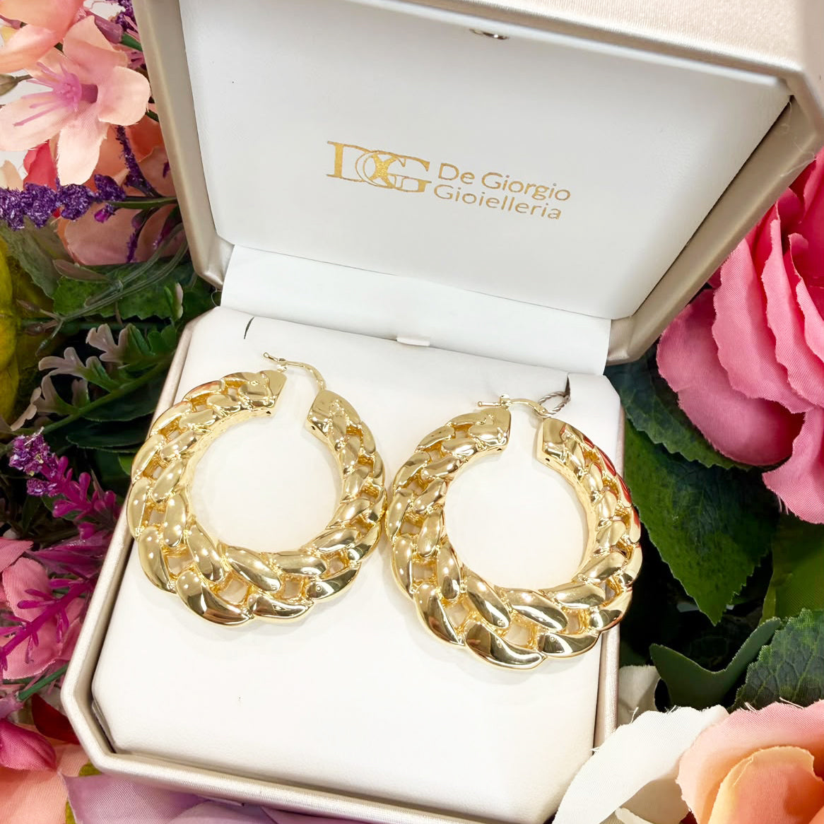 ORECCHINI A CERCHIO GROUMETTE BOMBATA IN ORO GIALLO 18 KT (750)