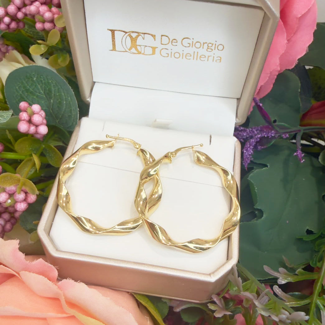 ORECCHINI A CERCHIO ONDULATO IN ORO GIALLO 18 KT (750)