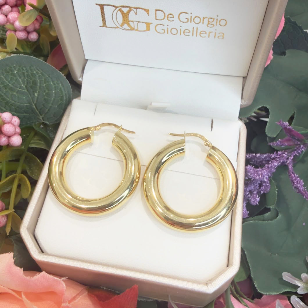 ORECCHINI A CERCHIO BOMBATO IN ORO GIALLO 18 KT (750)