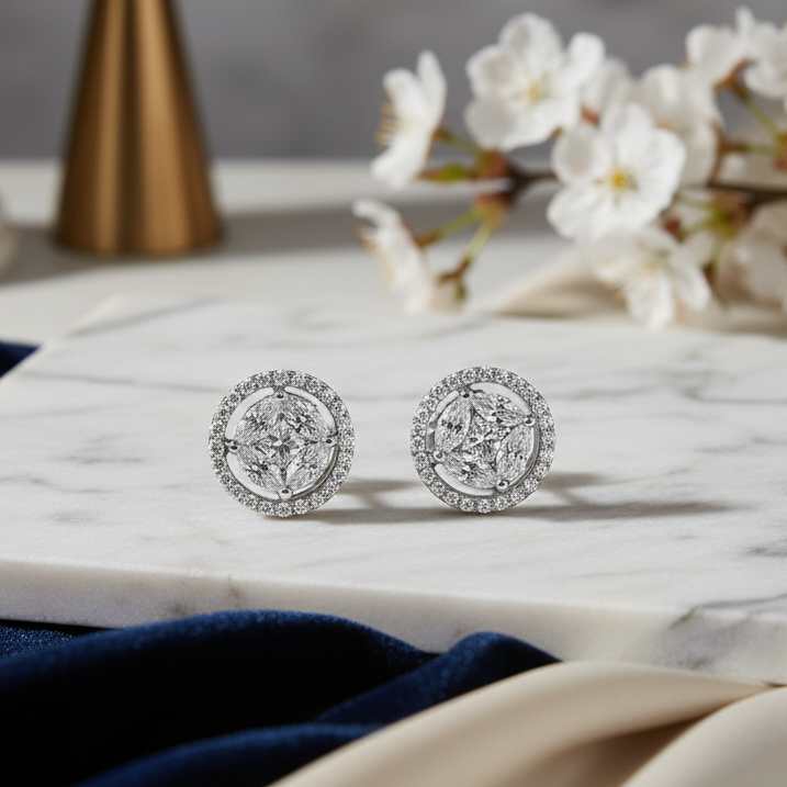 ORECCHINI PUNTO LUCE ILLUSION IN ORO BIANCO 18KT DIAMANTI