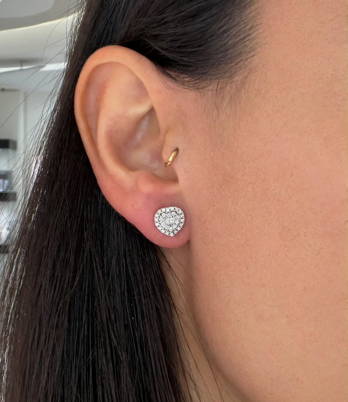 ORECCHINI CUORE DA DONNA IN ORO BIANCO 18KT E DIAMANTI