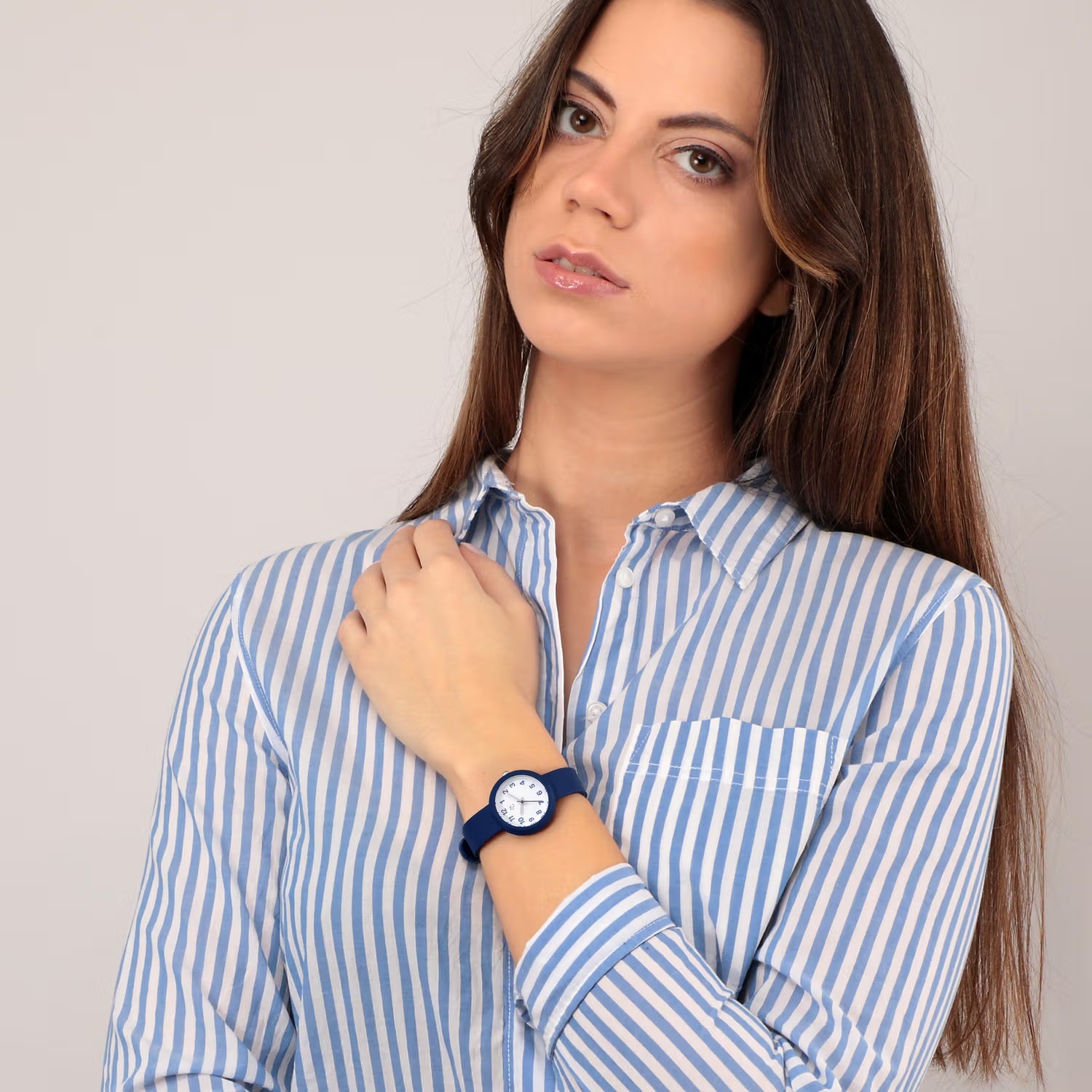 B&G SOFT BLUE WHITE DIAL SILICON WATCH |30MM|