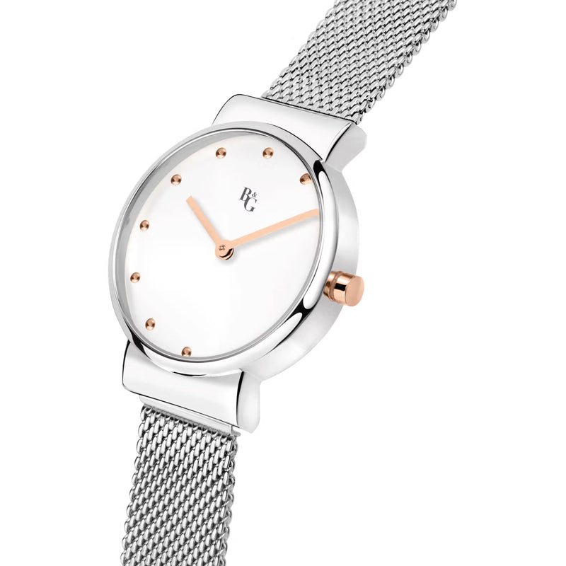 B&G METROPOL MESH WHITE DIAL WATCH |30MM|
