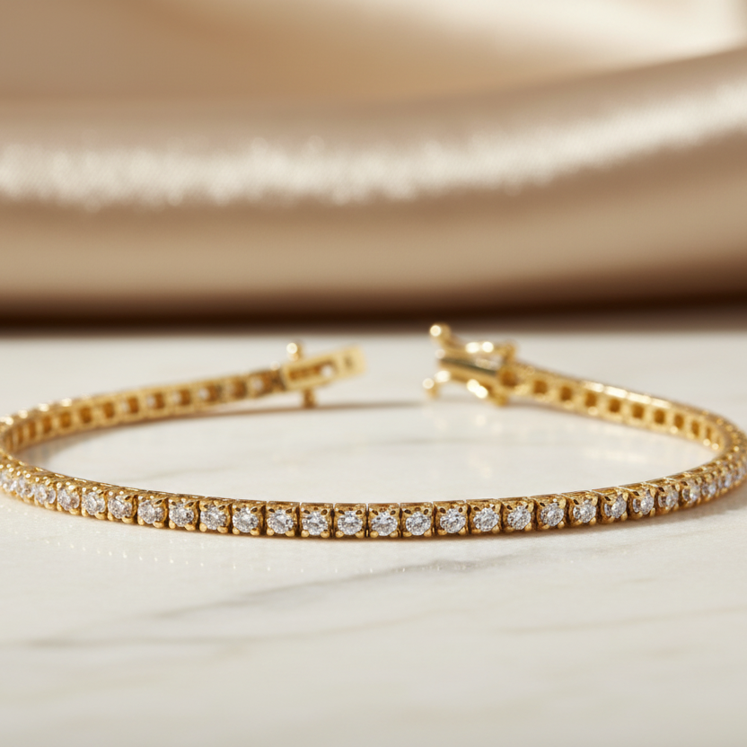 BRACCIALE TENNIS IN ORO GIALLO 18 CARATI E DIAMANTI