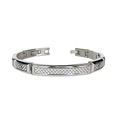 BRACCIALE ZANCAN ACCIAIO CON TARGHETTA CARBONIO