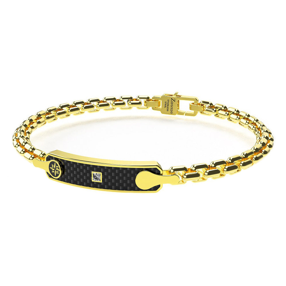BRACCIALE ZANCAN ACCIAIO DORATO CON PIETRA BIANCA