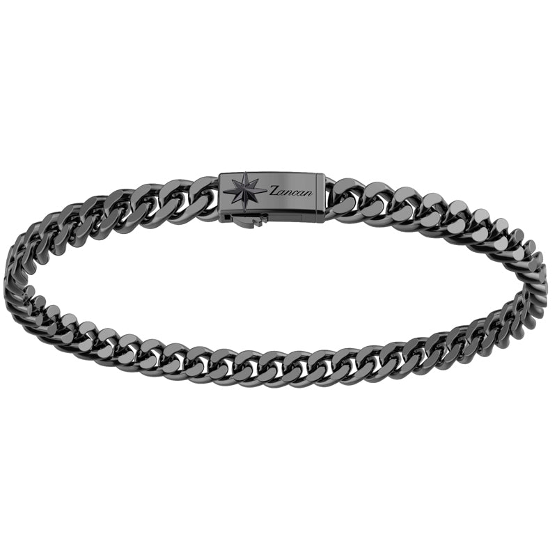 BRACCIALE ZANCAN GRUMETTE IN ARGENTO NERO CON ROSA DEI VENTI