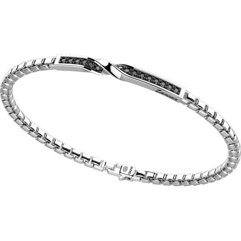 BRACCIALE ZANCAN IN ARGENTO NODO SPINELLI NERI