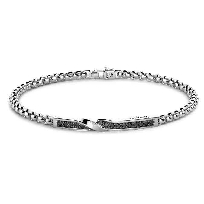 BRACCIALE ZANCAN IN ARGENTO NODO SPINELLI NERI
