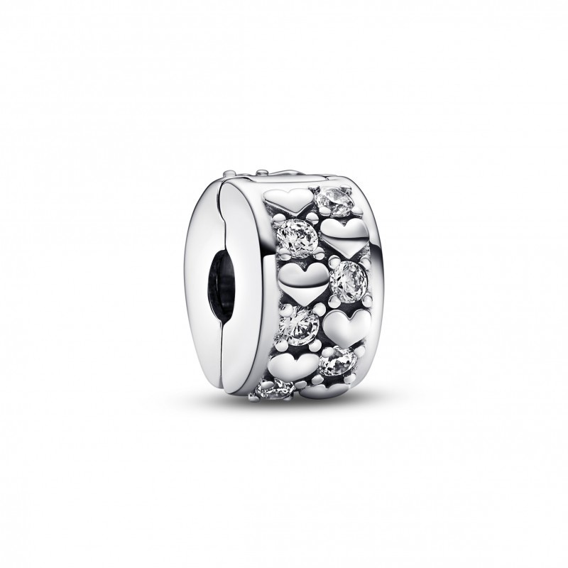 CHARM CLIP PANDORA CUORI E PIETRE SCINTILLANTI