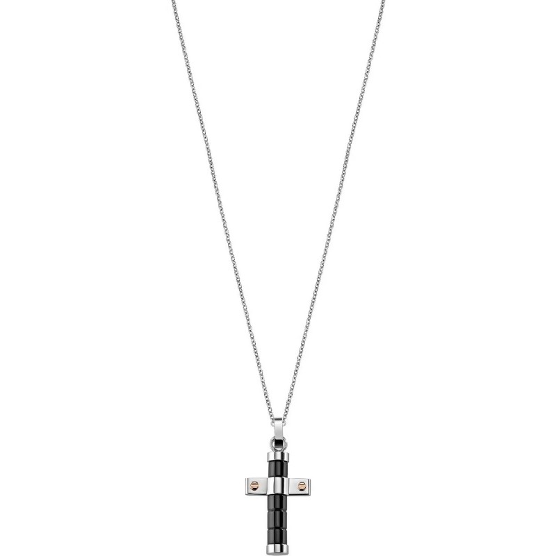 COLLANA SECTOR SPIRIT PENDENTE CROCE SILVER E BLACK