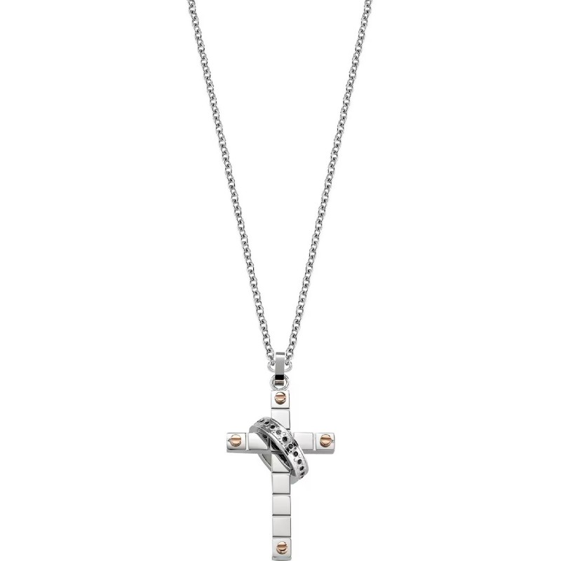 COLLANA SECTOR SPIRIT PENDENTE CROCE SILVER E ROSE GOLD