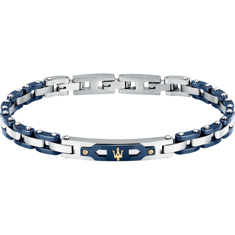 BRACCIALE MASERATI UOMO CERAMIC BLU E ORO 18 KT