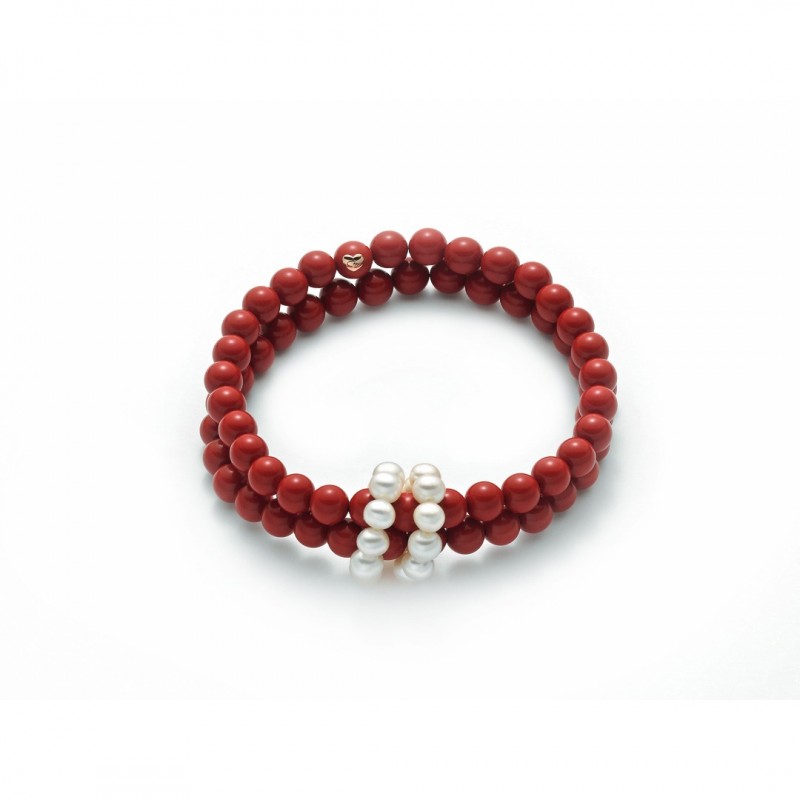 BRACCIALE MILUNA TERRA E MARE PERLA E CORALLO ROSSO