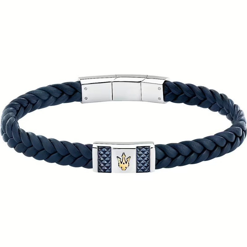 BRACCIALE MASERATI UOMO PELLE GOLD BLUE