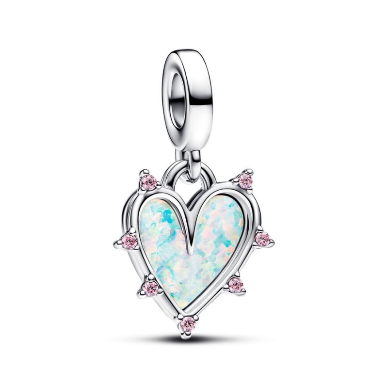 CHARM PANDORA PENDENTE CUORE DELL'AMICIZIA OPALE