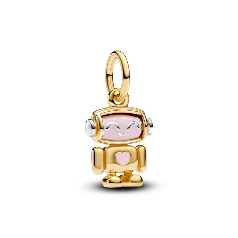 CHARM PANDORA PENDENTE ROBOT DORATO CON TESTA GIREVOLE