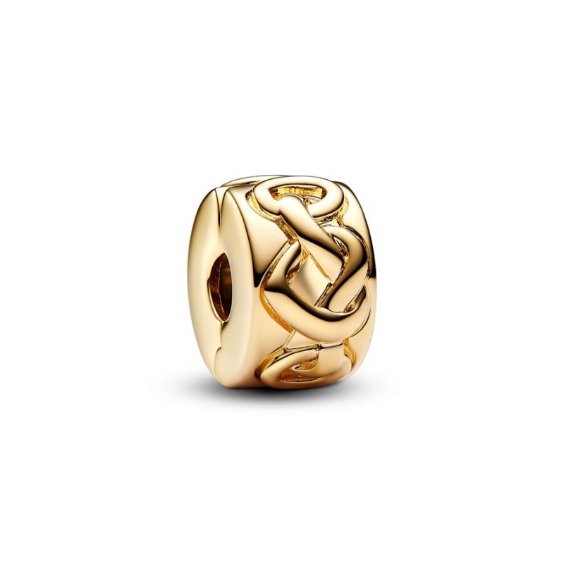 CHARM PANDORA CLIP DORATA CUORI INTRECCIATI