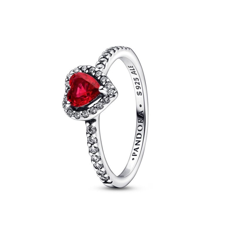 ANELLO PANDORA CON CUORE ROSSO E PIETRE SCINTILLANTI