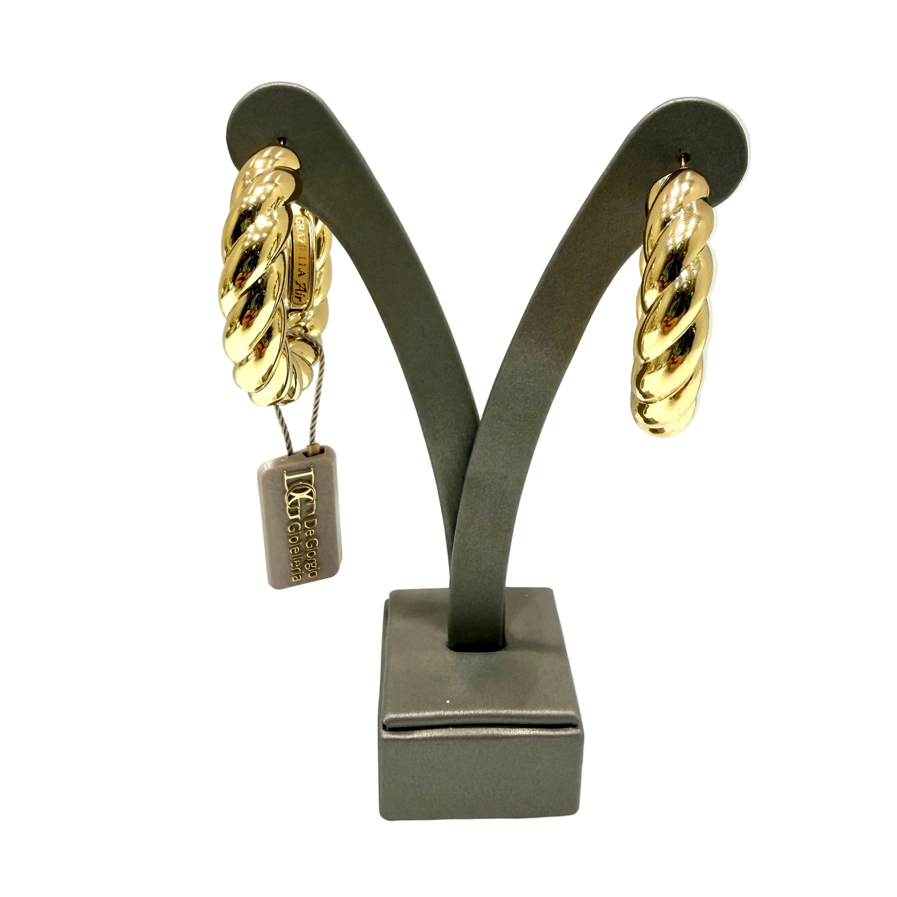 Orecchini a Cerchio Intrecciati in Oro Giallo 18KT (750) – Made in Italy