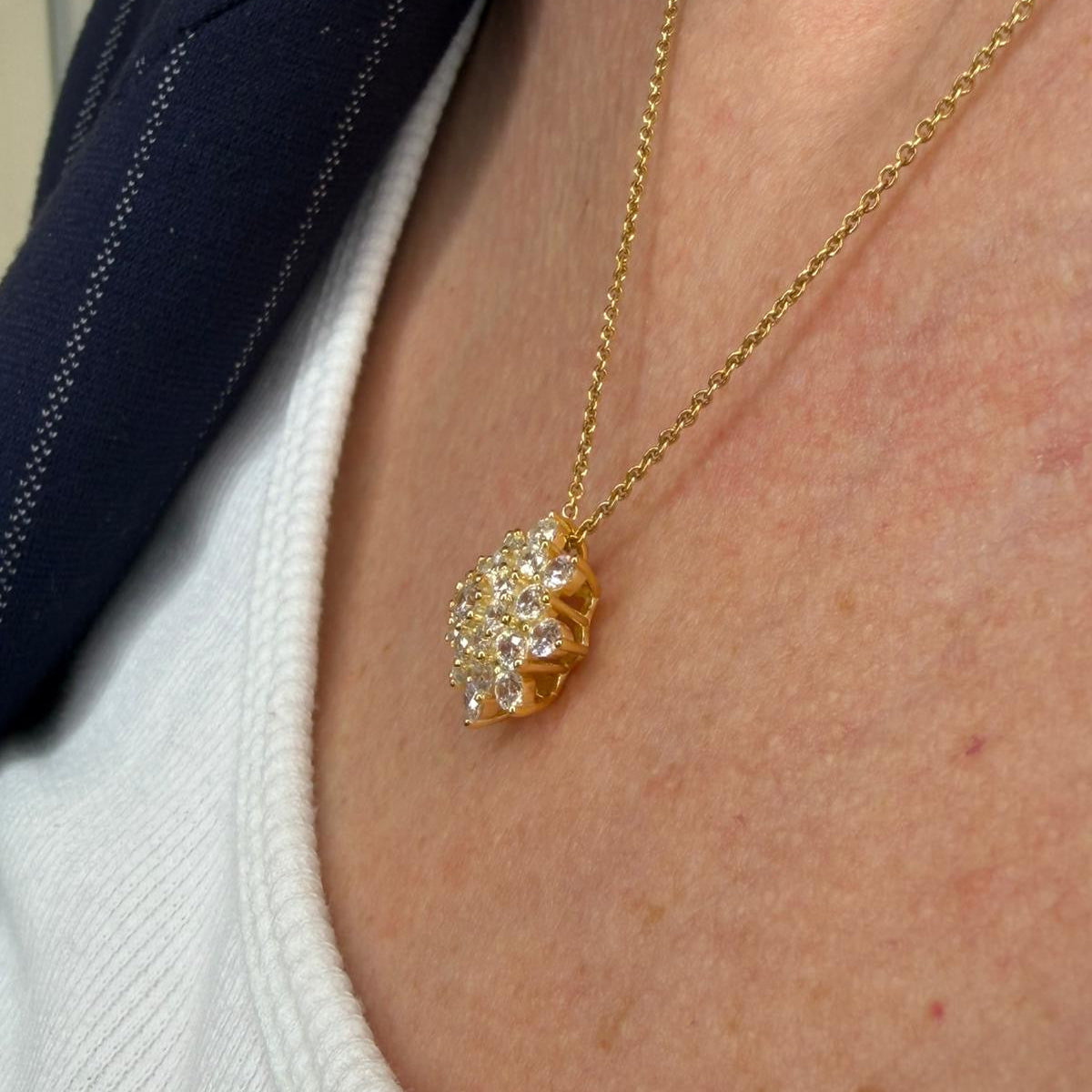 COLLANA FIORE IN ARGENTO 925 GOLD E ZIRCONI