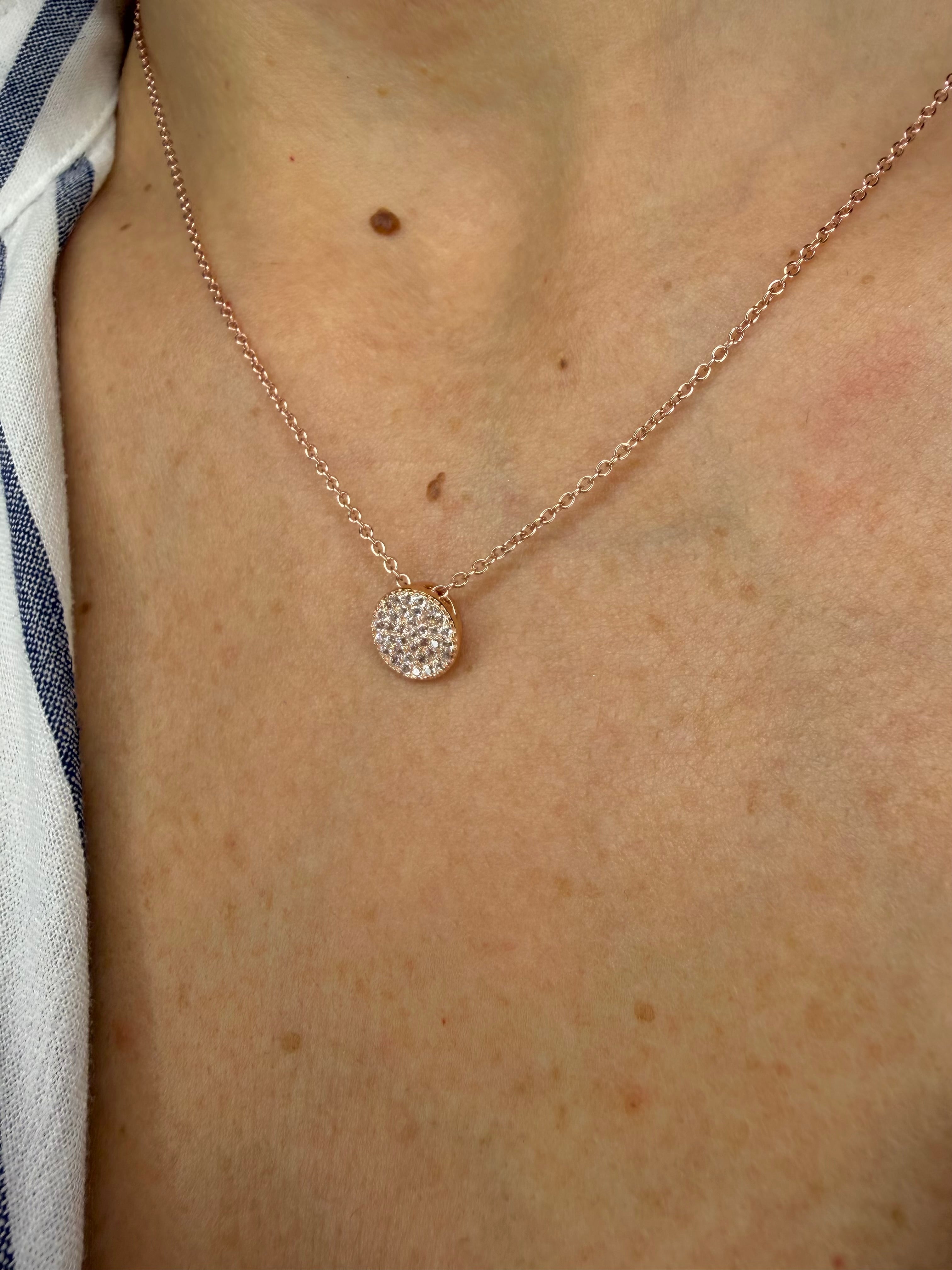 COLLANA TONDA CON ZIRCONI PAVÉ ROSÉ IN ARGENTO 925