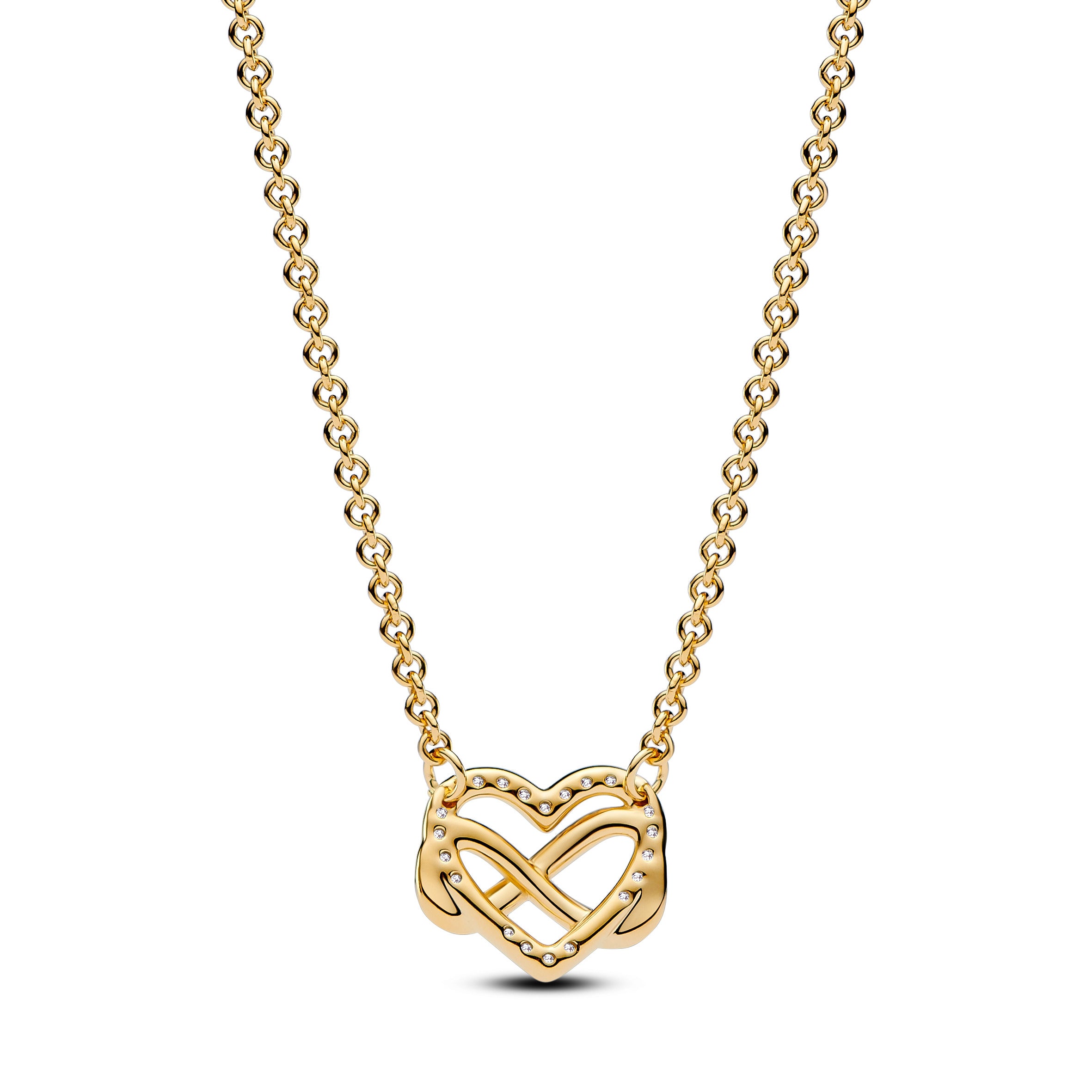COLLANA PANDORA CUORE INFINITO DORATO CON PIETRE LUMINOSE
