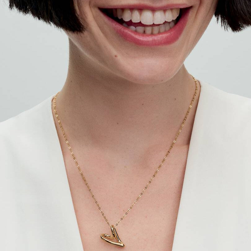 COLLANA PANDORA DORATA CUORE LINEA SINUOSA