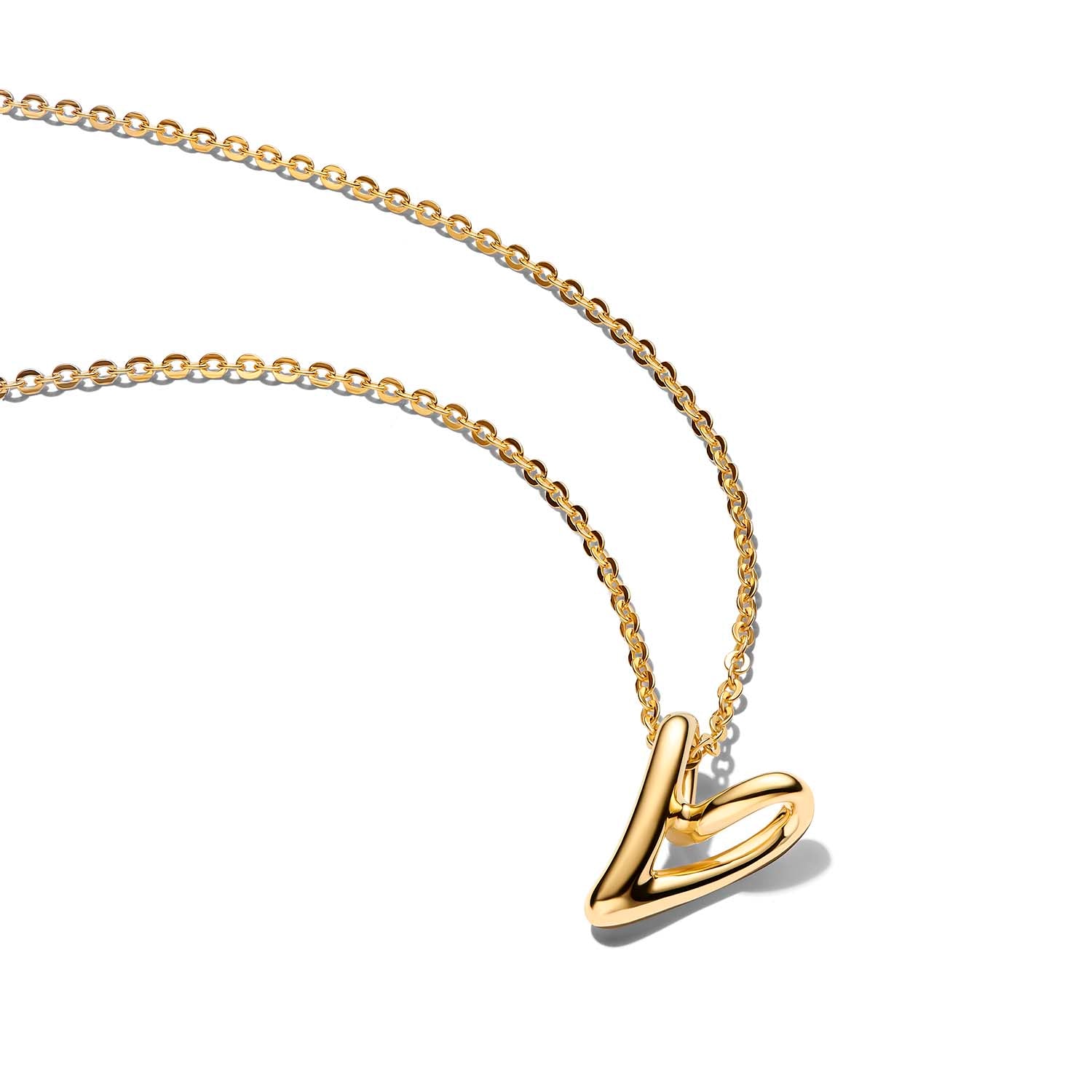 COLLANA PANDORA CUORE PICCOLO LINEA SINUOSA PLACCATO ORO 14K