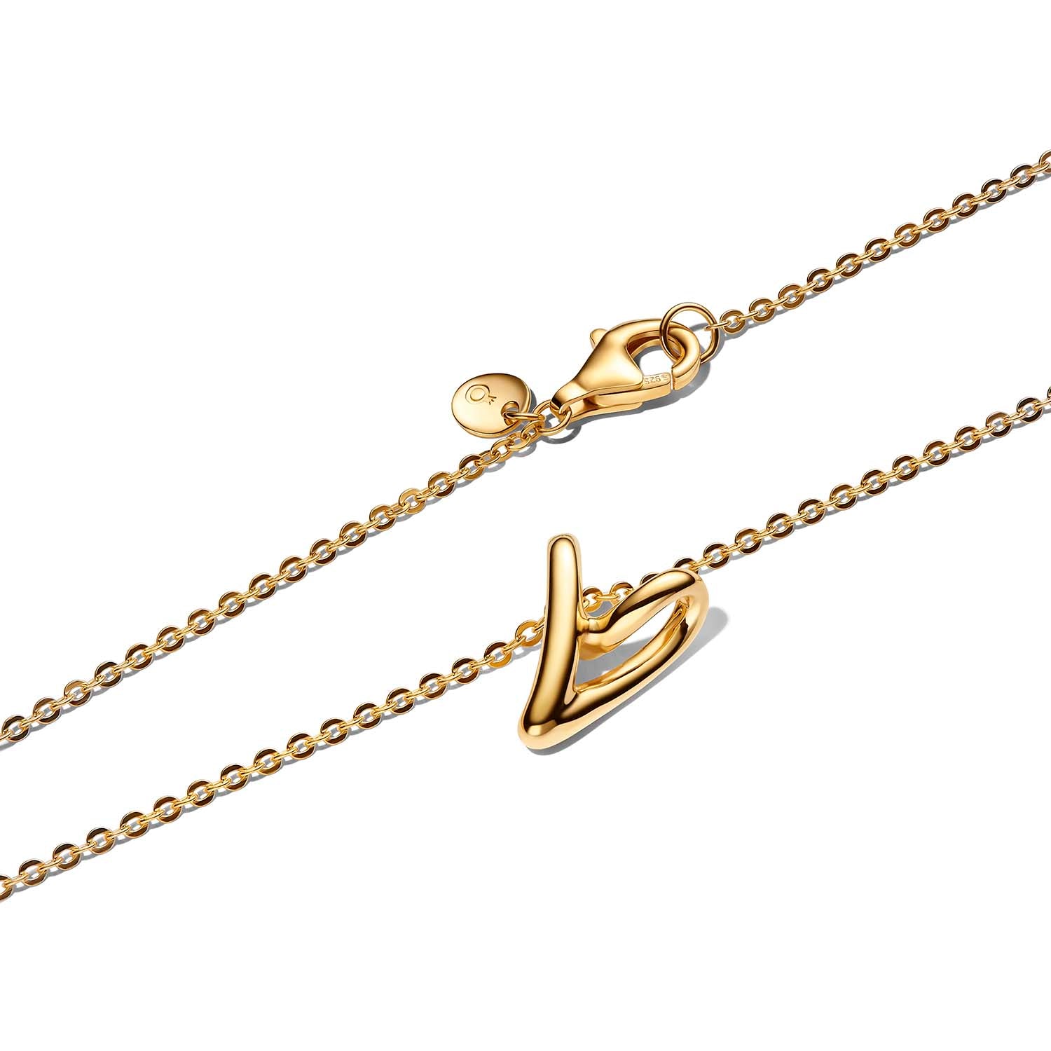 COLLANA PANDORA CUORE PICCOLO LINEA SINUOSA PLACCATO ORO 14K