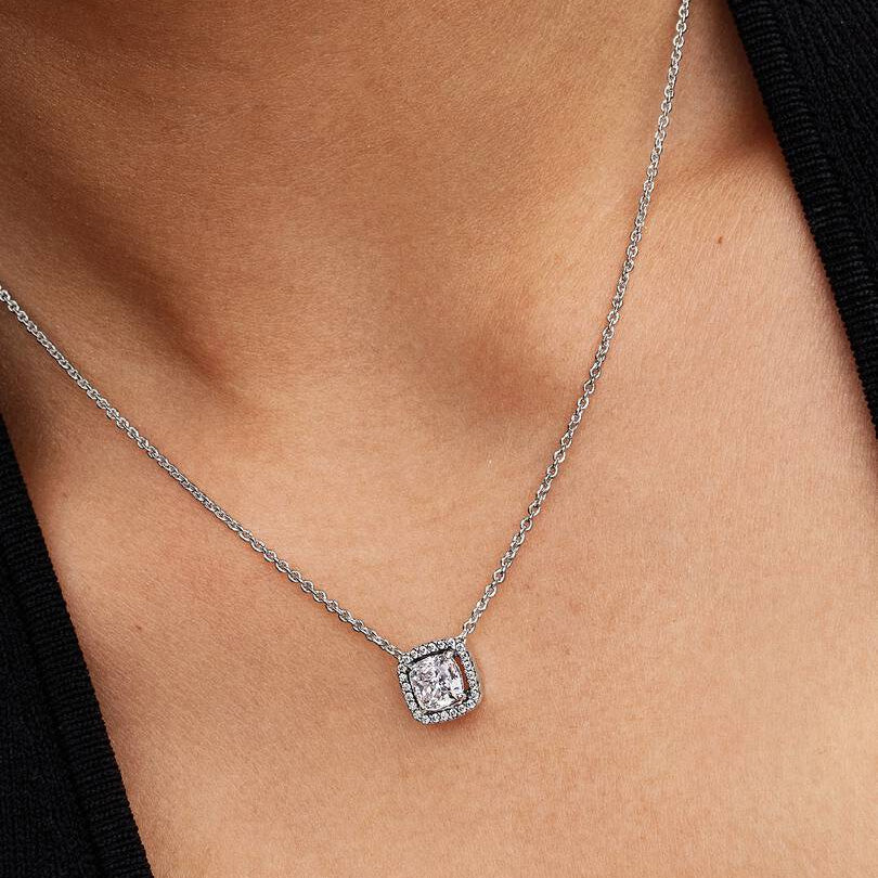 PANDORA WHITE SQUARE LIGHT POINT NECKLACE