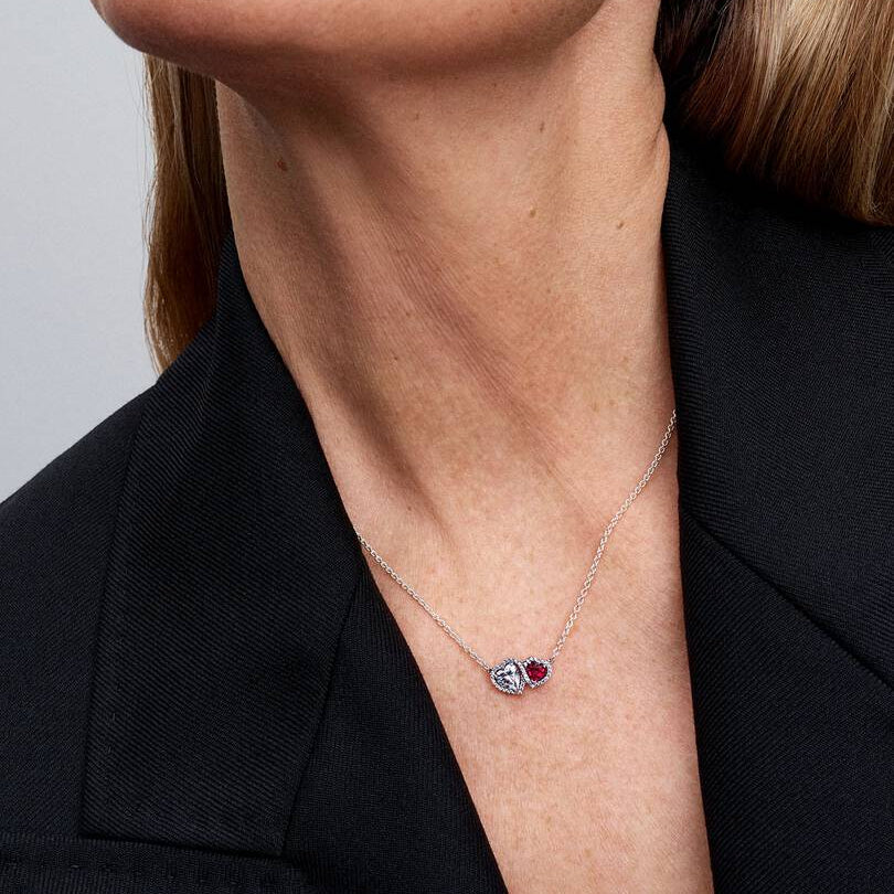COLLANA PANDORA ARGENTO DOPPIO CUORE SCINTILLANTE