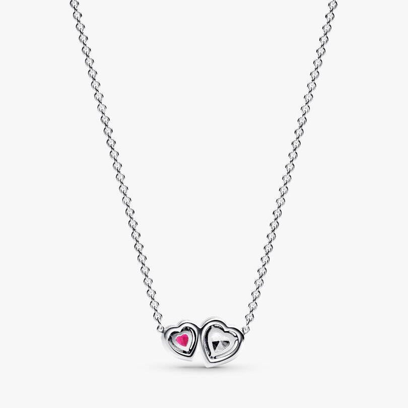 COLLANA PANDORA ARGENTO DOPPIO CUORE SCINTILLANTE