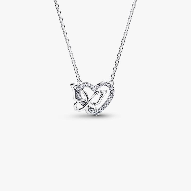 COLLANA PANDORA CUORE INTRECCIATO FARFALLA