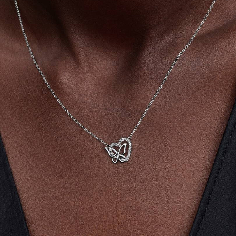 COLLANA PANDORA CUORE INTRECCIATO FARFALLA