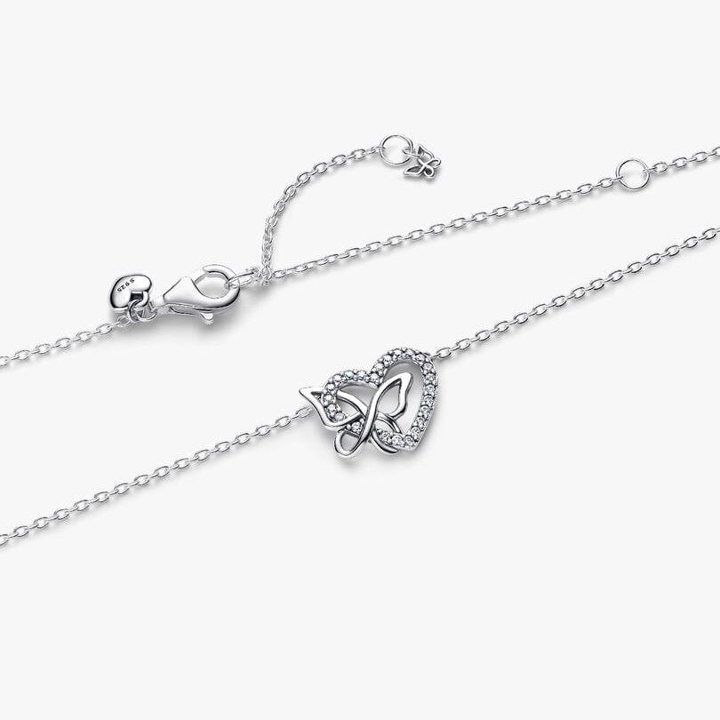 COLLANA PANDORA CUORE INTRECCIATO FARFALLA