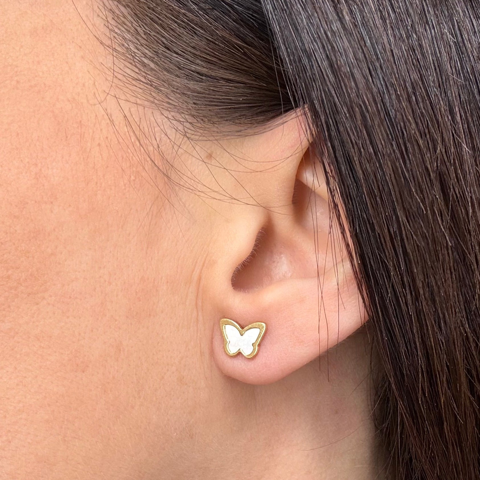 ORECCHINI FARFALLA IN ARGENTO GOLD E MADREPERLA