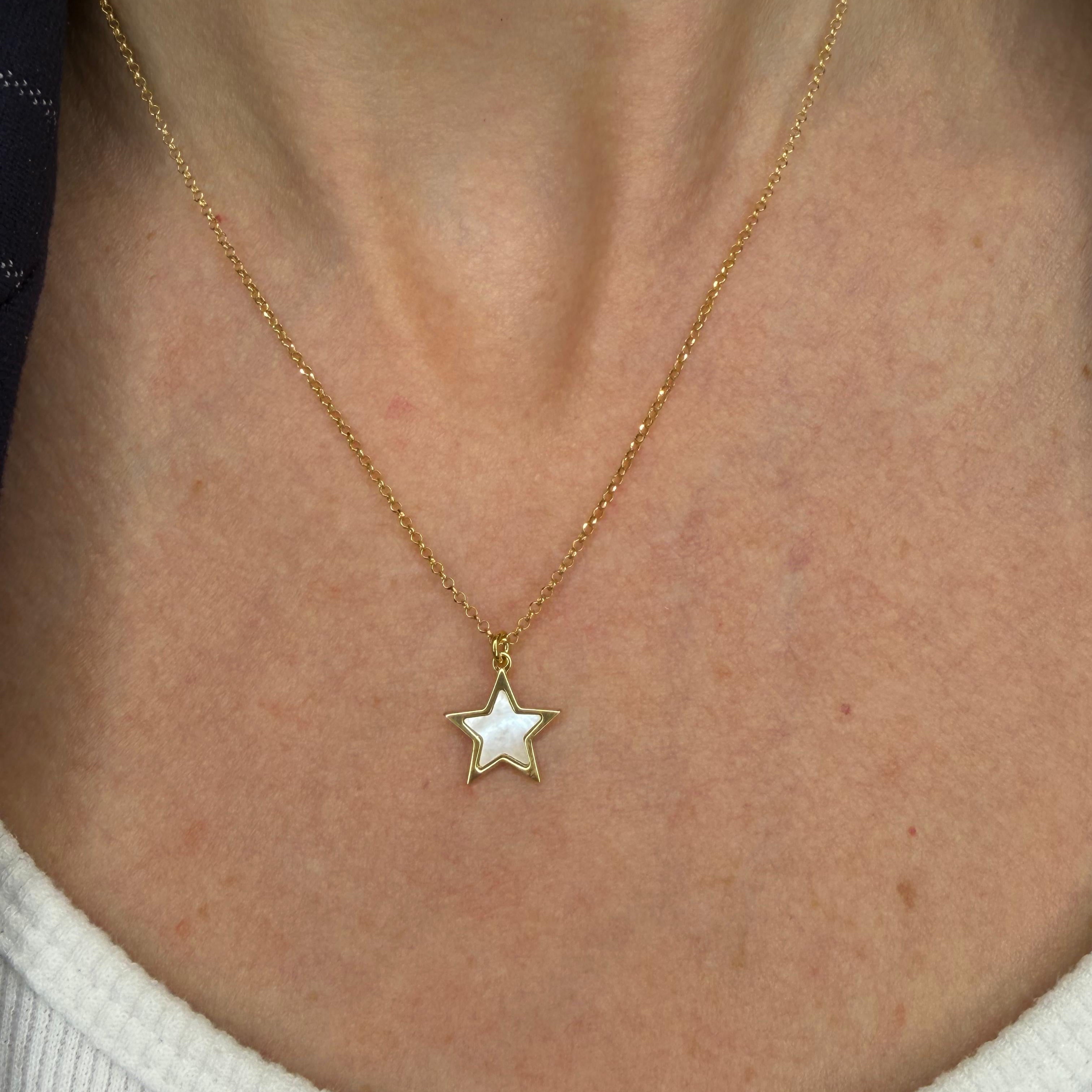 COLLANA STELLA IN ARGENTO GOLD E MADREPERLA
