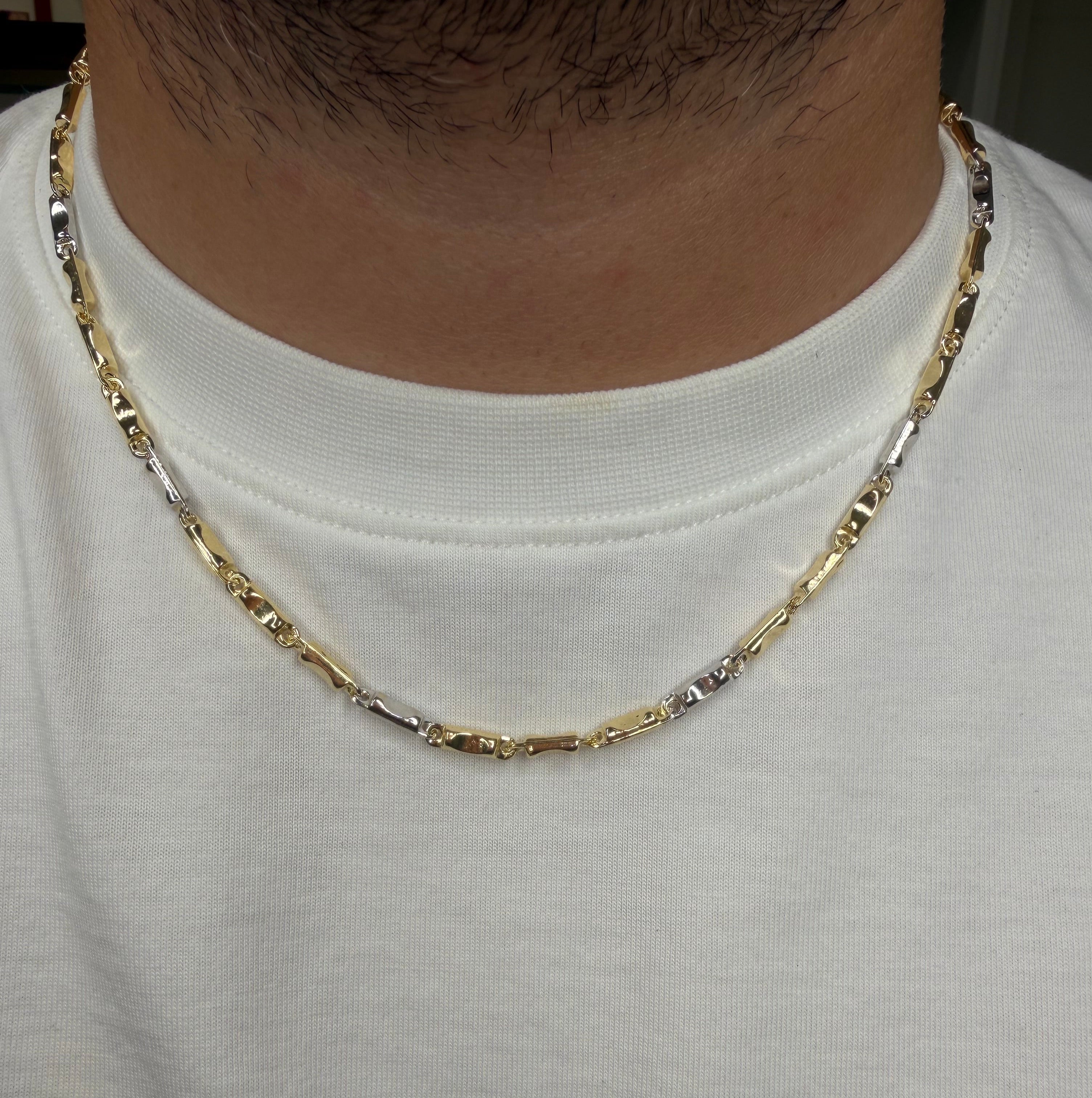 COLLANA UOMO BICOLORE IN ARGENTO 925 DORATO E SILVER