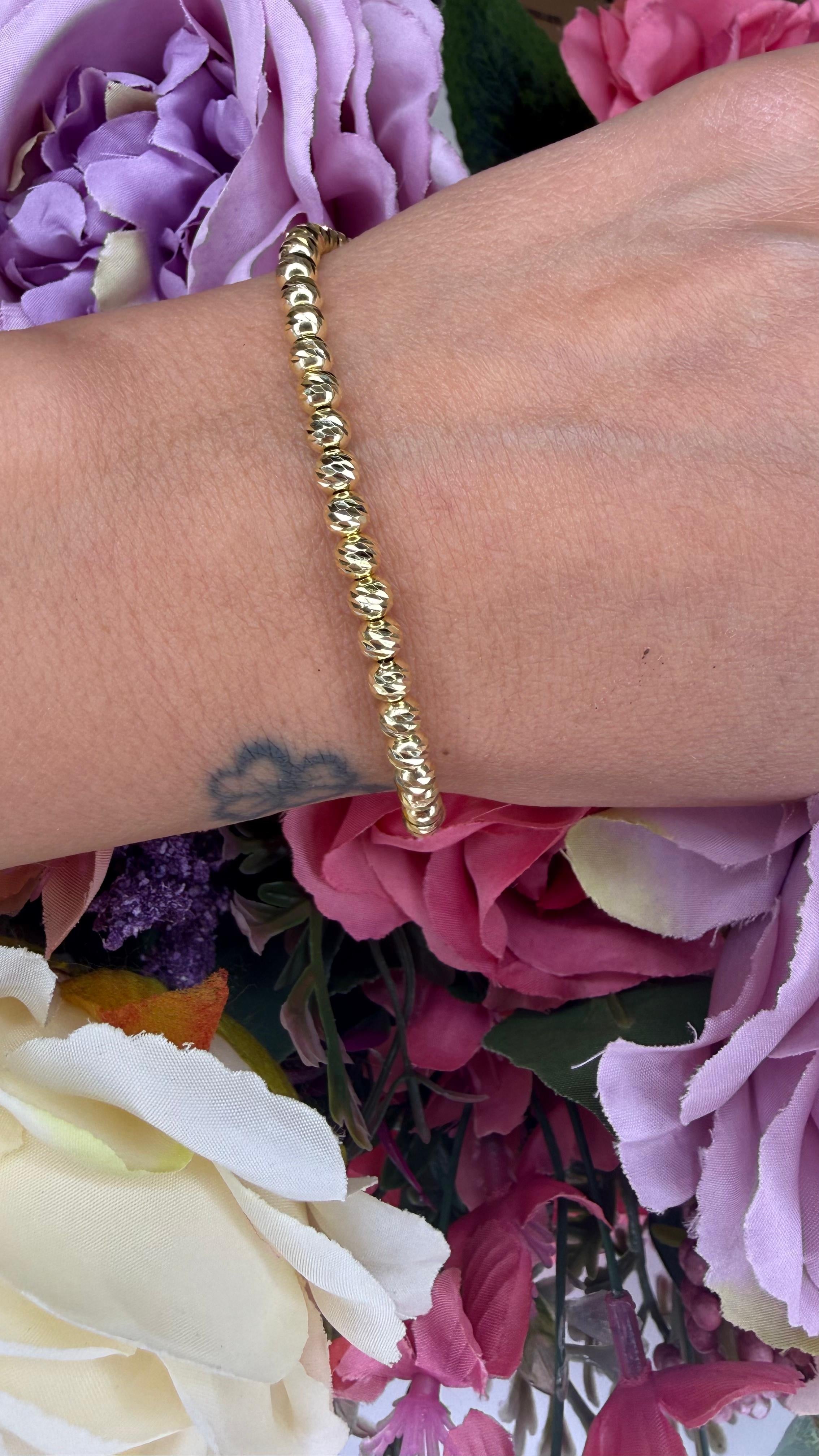 BRACCIALE CON SFERE DIAMANTATE ORO GIALLO IN ARGENTO 925