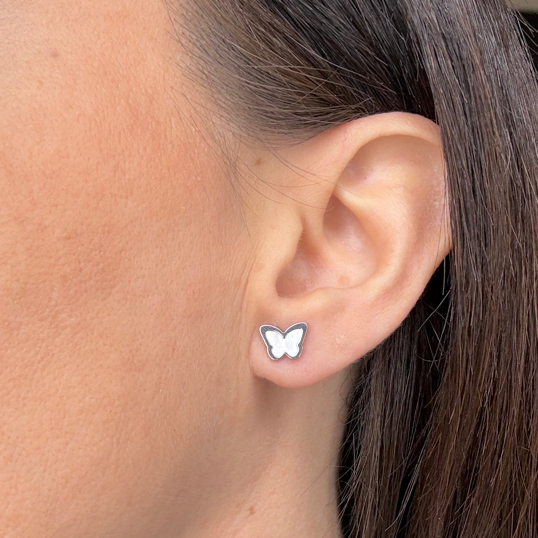 ORECCHINI FARFALLA IN ARGENTO SILVER E MADREPERLA