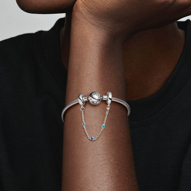 CHARM PANDORA CATENA DI SICUREZZA CON PIETRE LUMINOSE