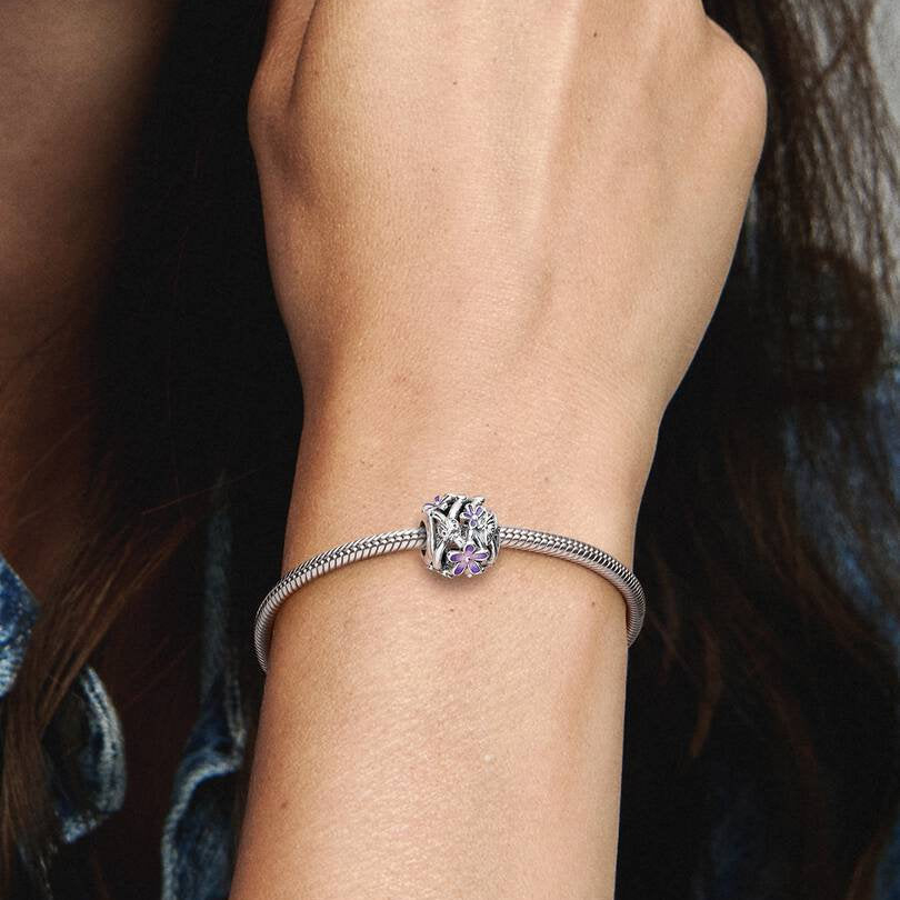 CHARM PANDORA MARGHERITA VIOLA OPENWORK