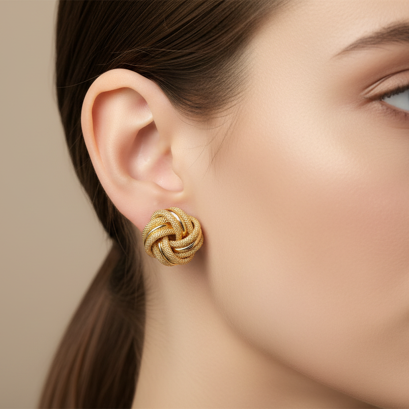 Orecchini nodo intrecciato in oro giallo 18KT (750) – Made in Italy
