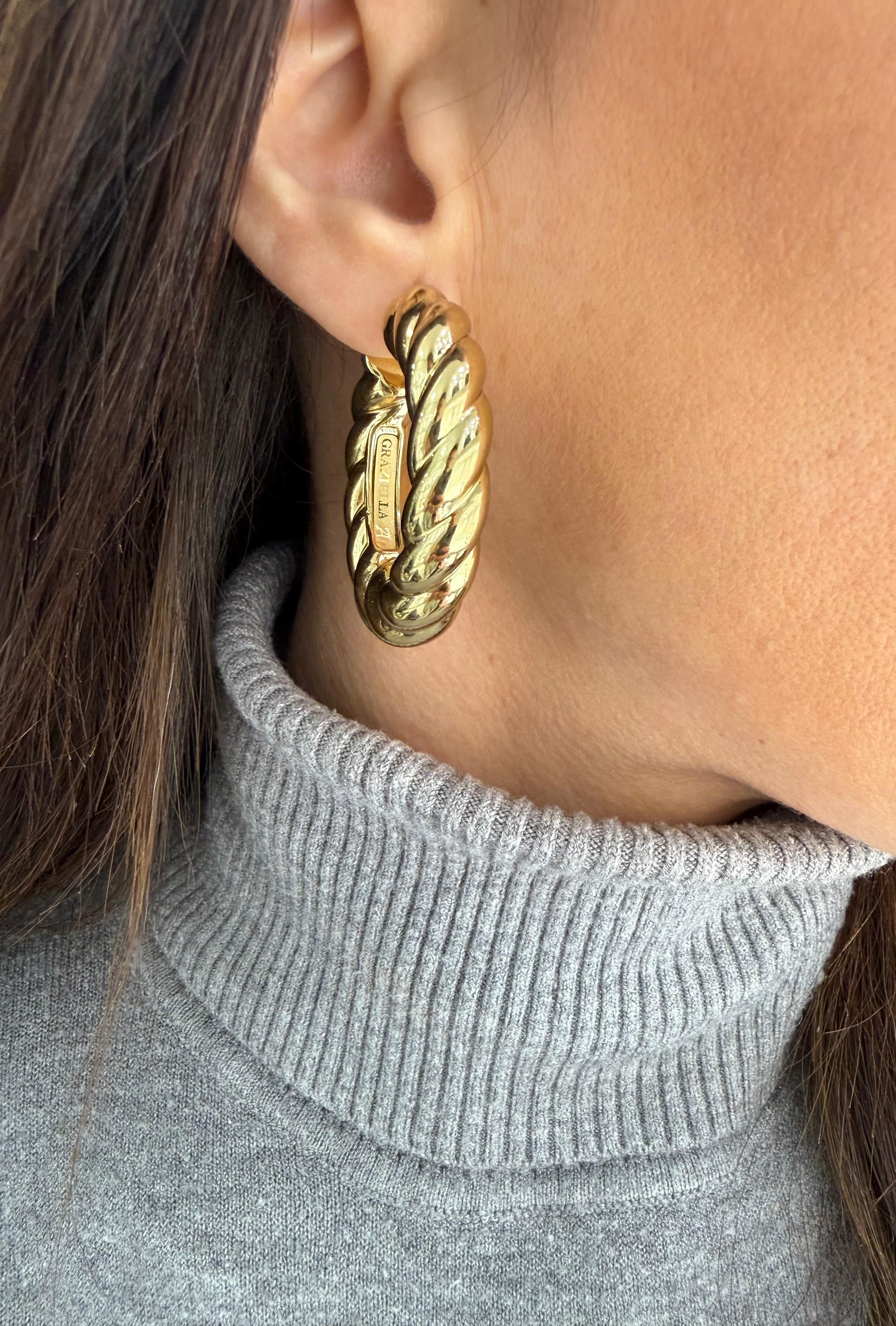 Orecchini a Cerchio Intrecciati in Oro Giallo 18KT (750) – Made in Italy